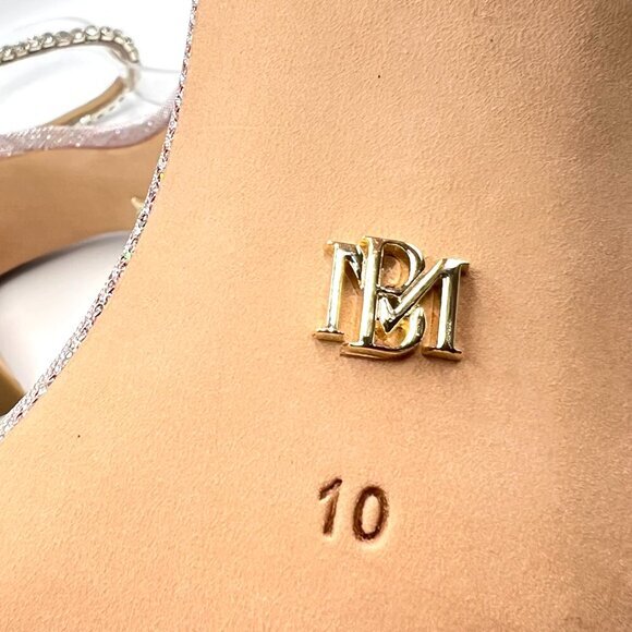 Badgley Mischka Size 10 Harriet Pink Silver Jeweled Dress Sandals Heels Shoes - Picture 11 of 12